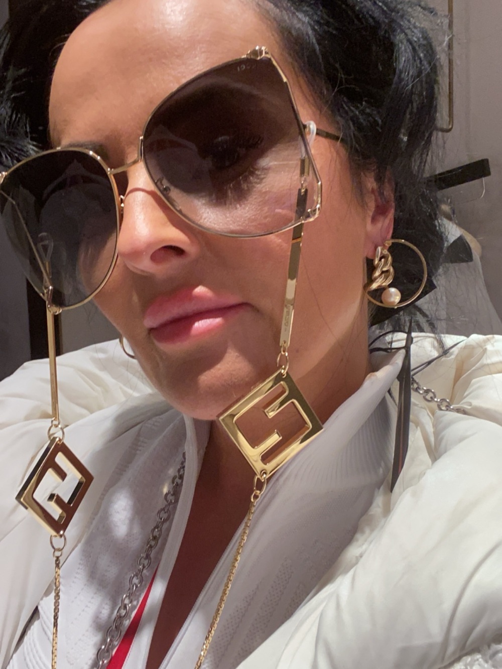 Fendi FF Logo Glasses Chain Necklace Soft Gold Sold Out Retail £490 NWT NIB